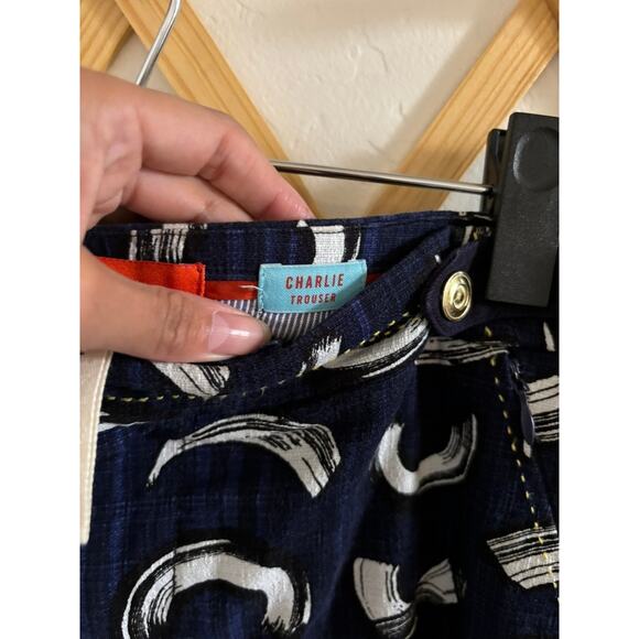 Anthropologie Pants Women's 4 Cartonnier Navy Charlie Trousers Straight Leg - Picture 5 of 9